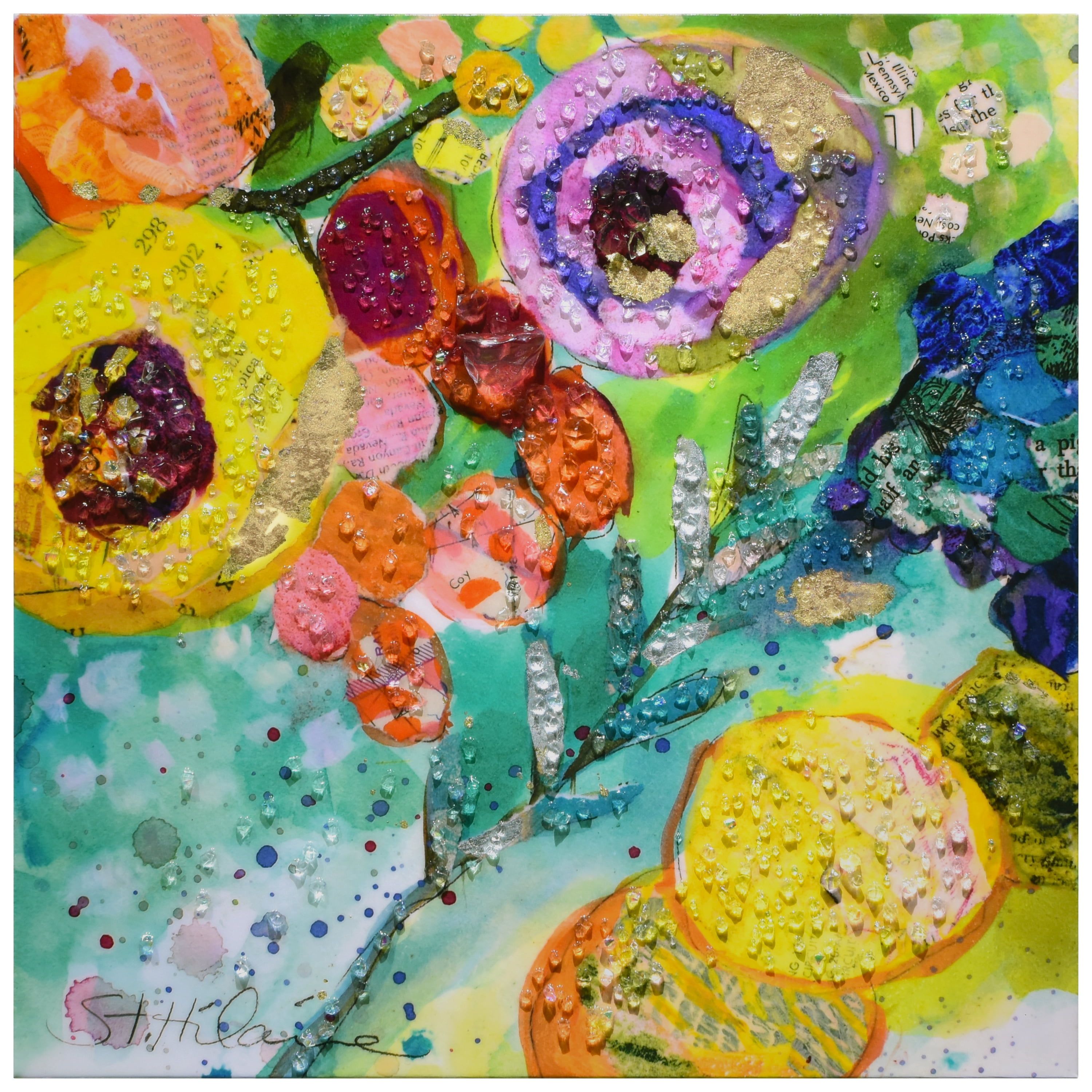 Floral Radiance II 24" Multicolor Epoxy Canvas Wall Art