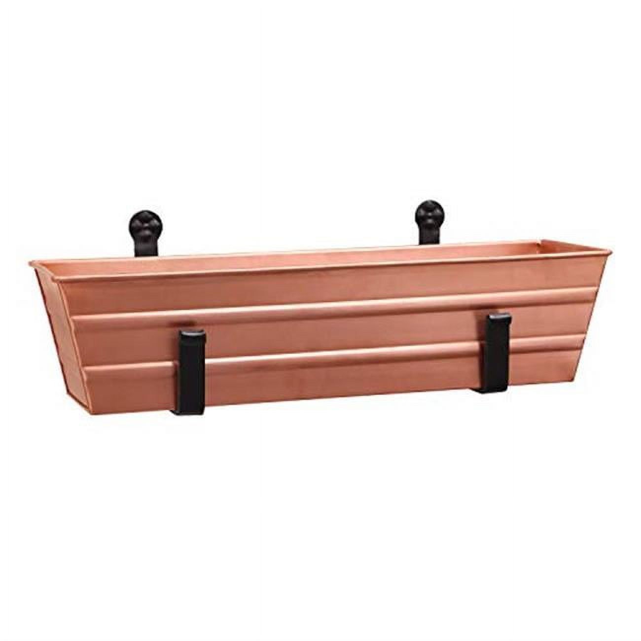 Small Copper Plated Flower Box with Black Wall Brackets