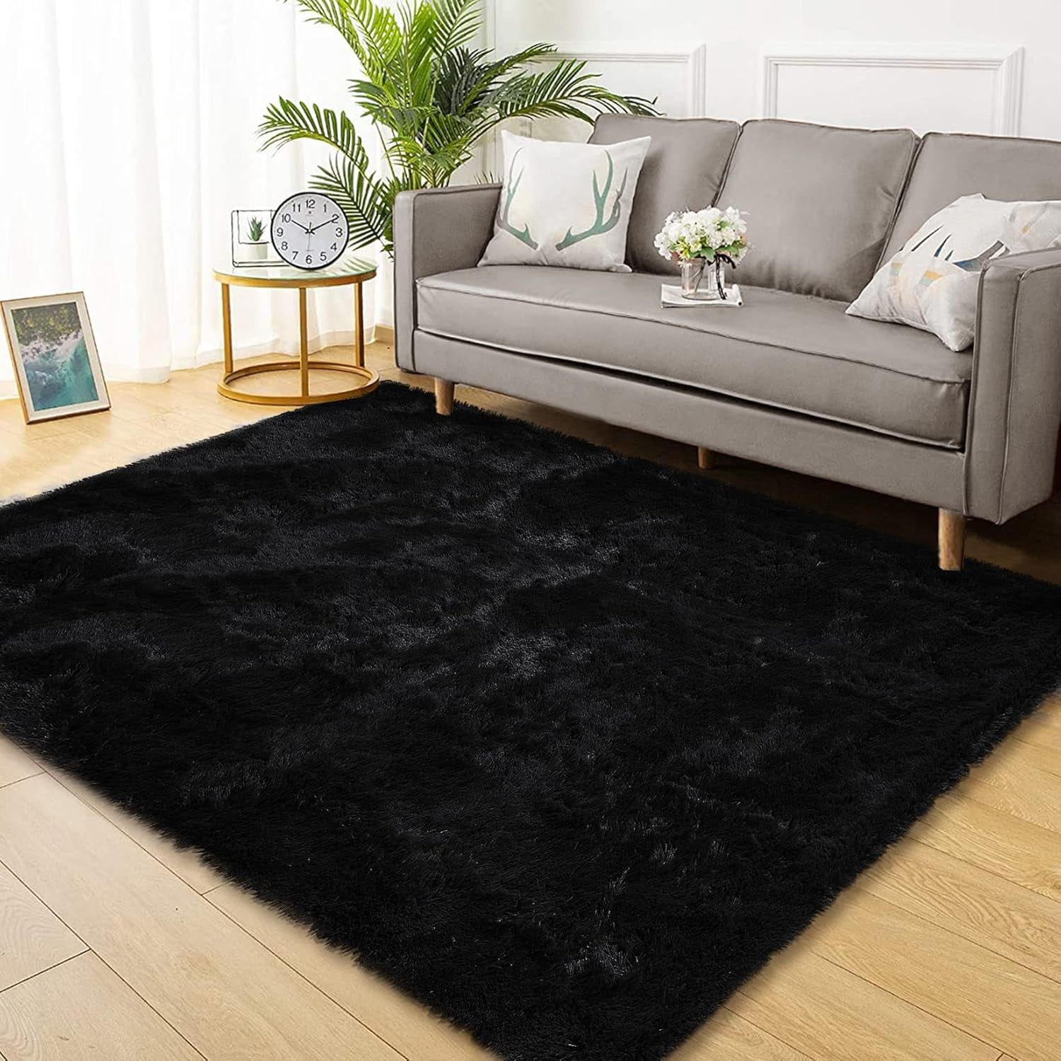 Black 8' x 10' Shag Memory Foam Kids Area Rug