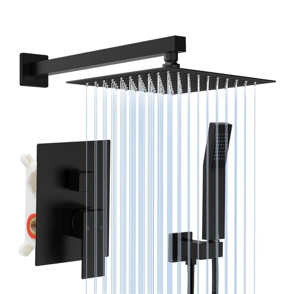 Matte Black Stainless Steel Wall-Mounted Rain Shower Set