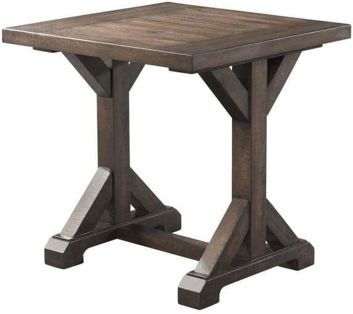 Flynn Rustic Walnut Solid Wood Square End Table