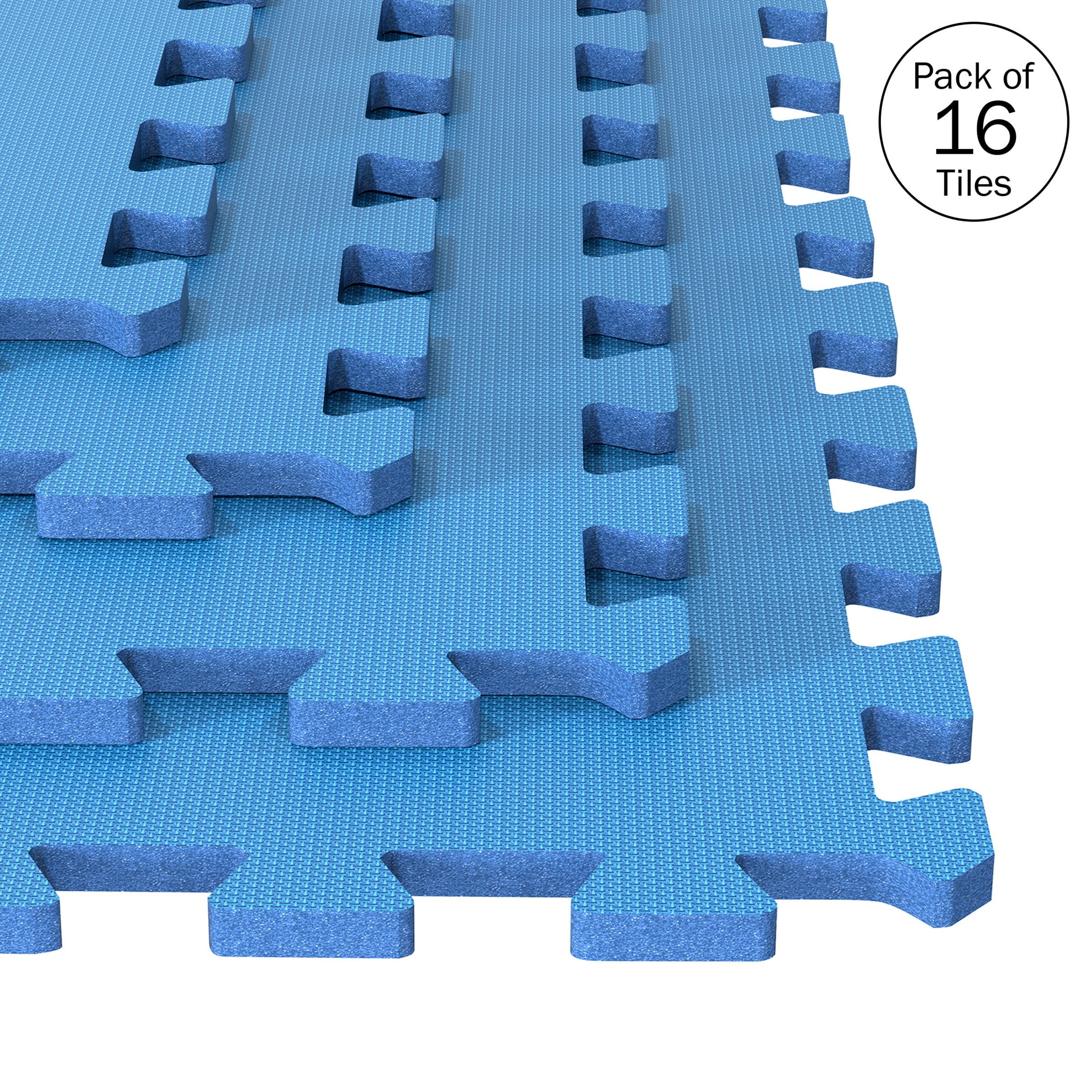 Blue Interlocking EVA Foam 24" x 24" Floor Tiles, 16-Pack