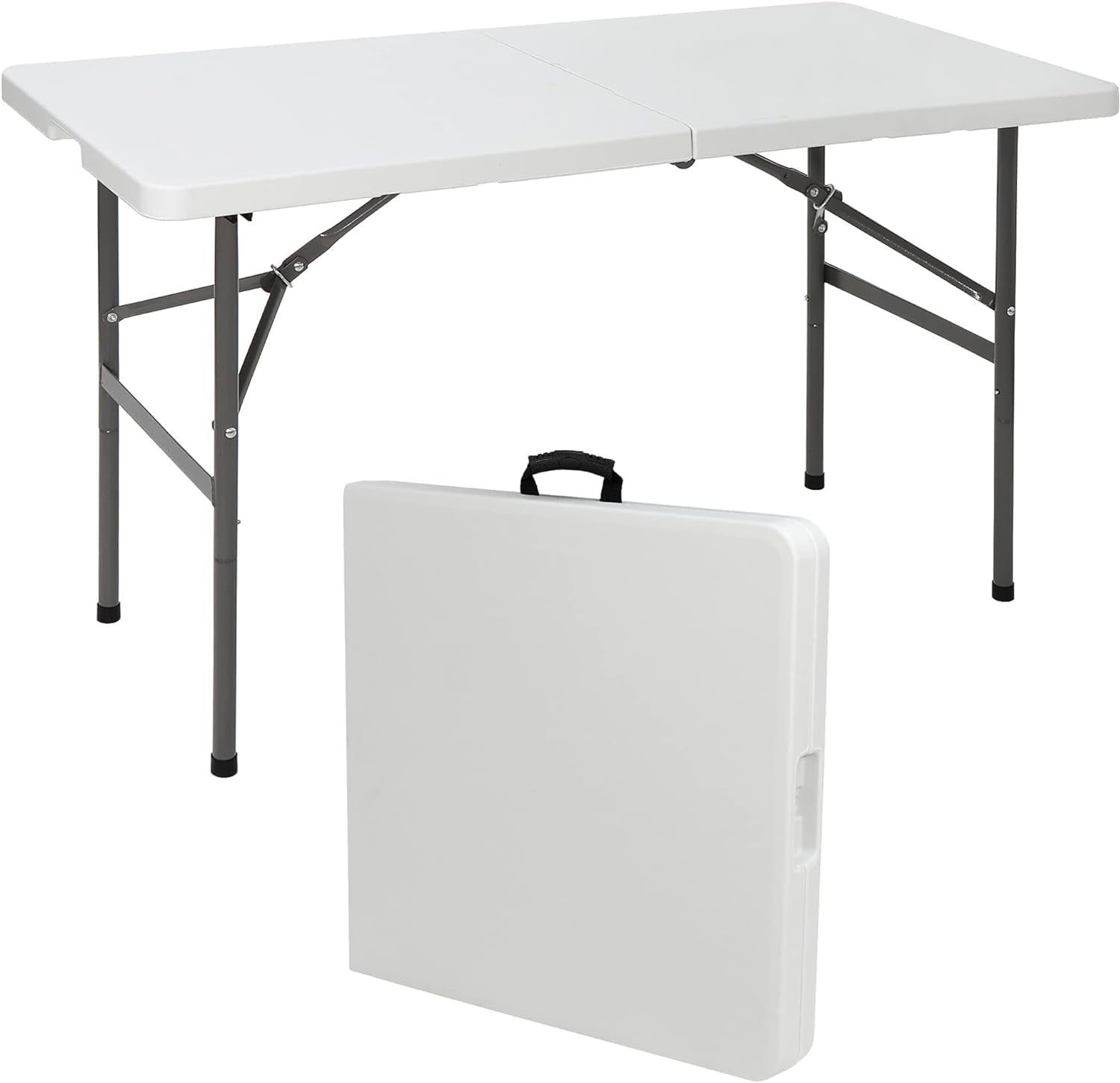 White 4ft Heavy Duty Portable Folding Table with Steel Legs