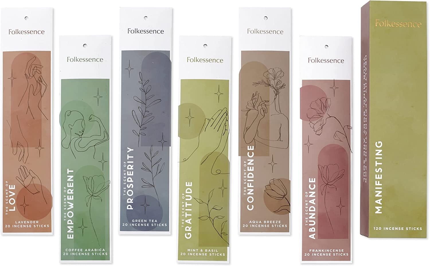 Folkessence Manifesting Incense Sticks Set of 6 - 120 Sticks