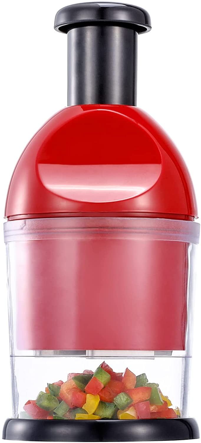 Red Manual Hand-Slap Vegetable and Food Chopper