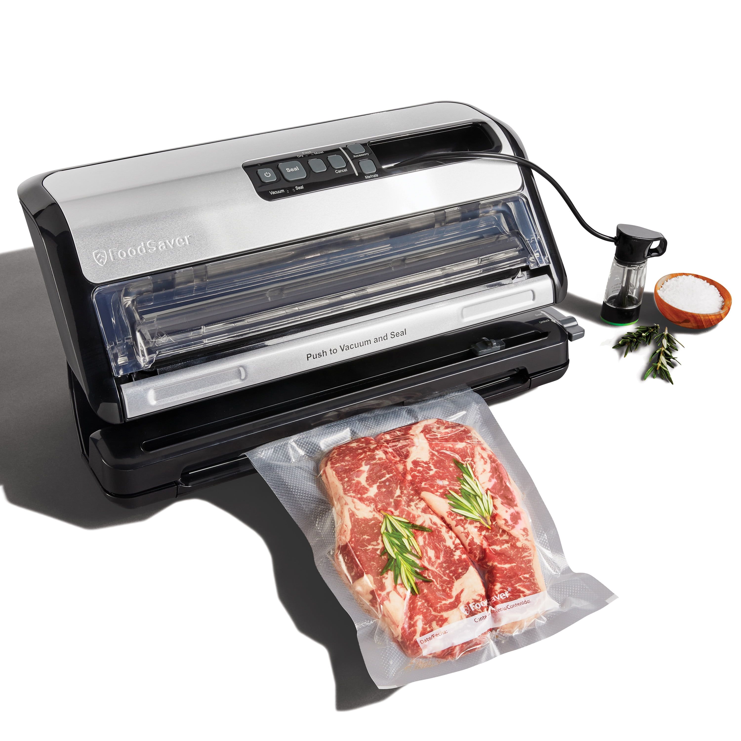 Black Stainless Steel 2-in-1 Food Vacuum Sealer with Bag Cutter