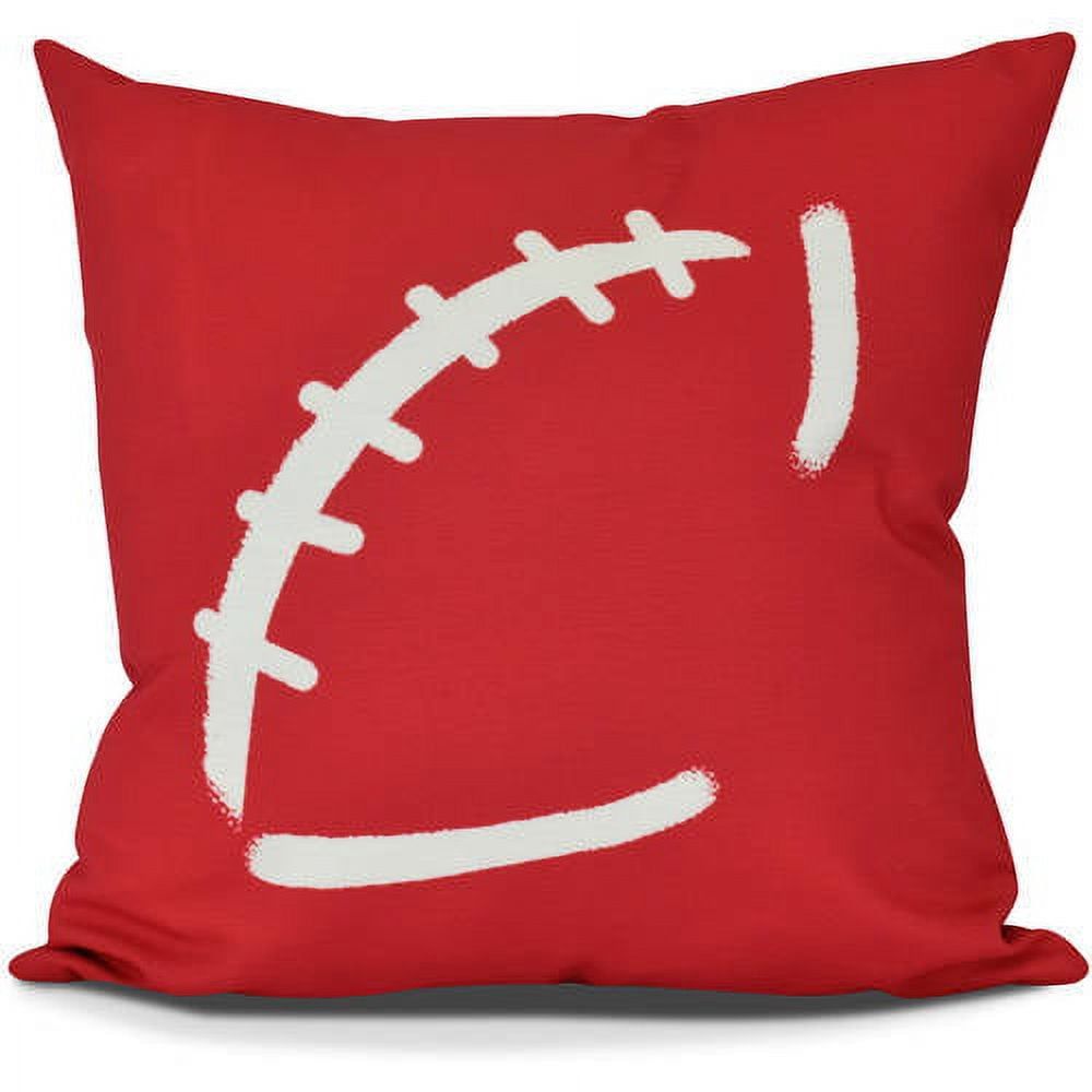 Red Football Print Kids Square Throw Pillow