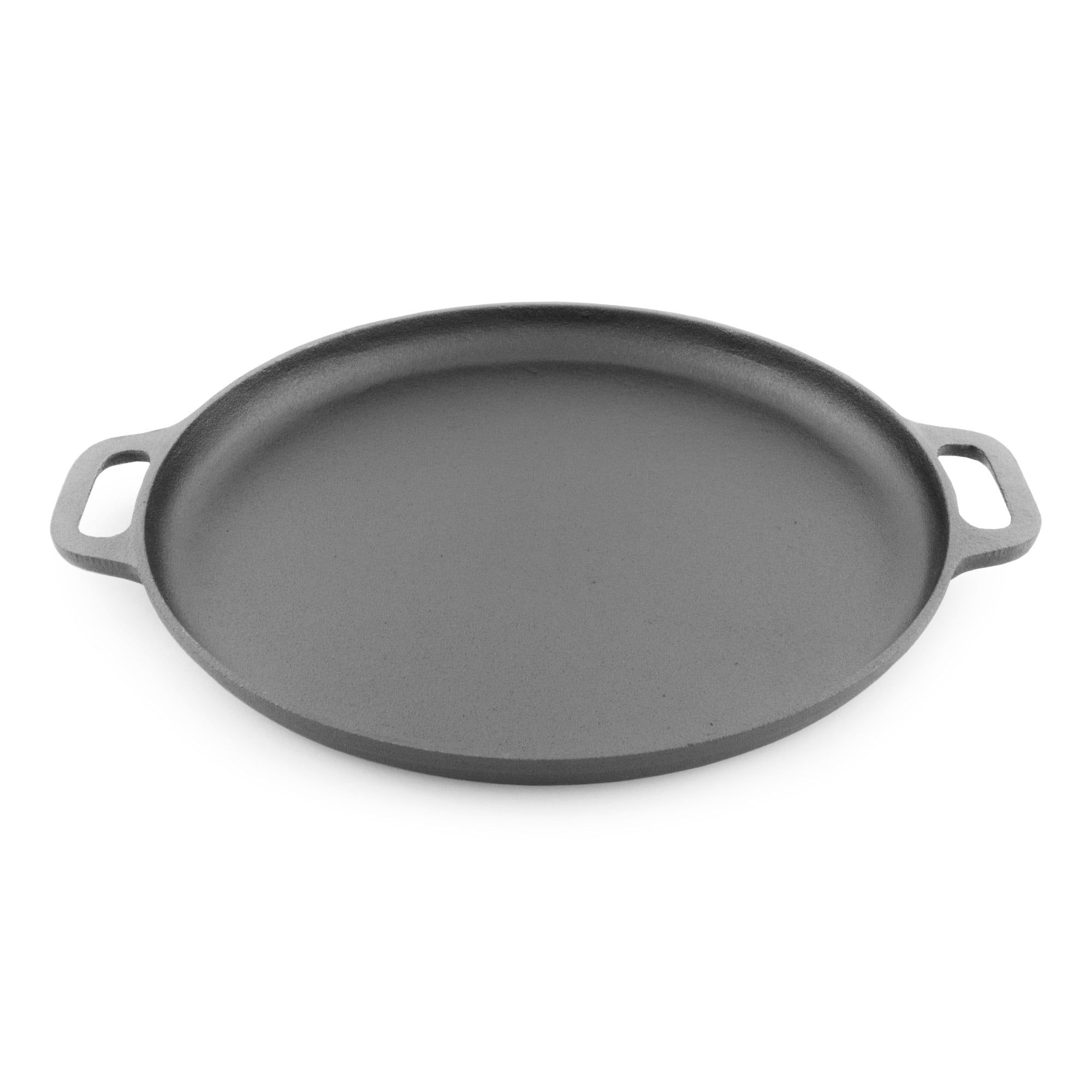 14-Inch Black Pre-Seasoned Cast-Iron Griddle and Pizza Pan