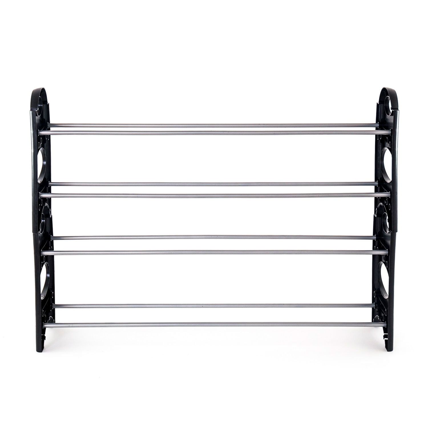 Black Metal and Plastic 4-Shelf Shoe Organizer Rack