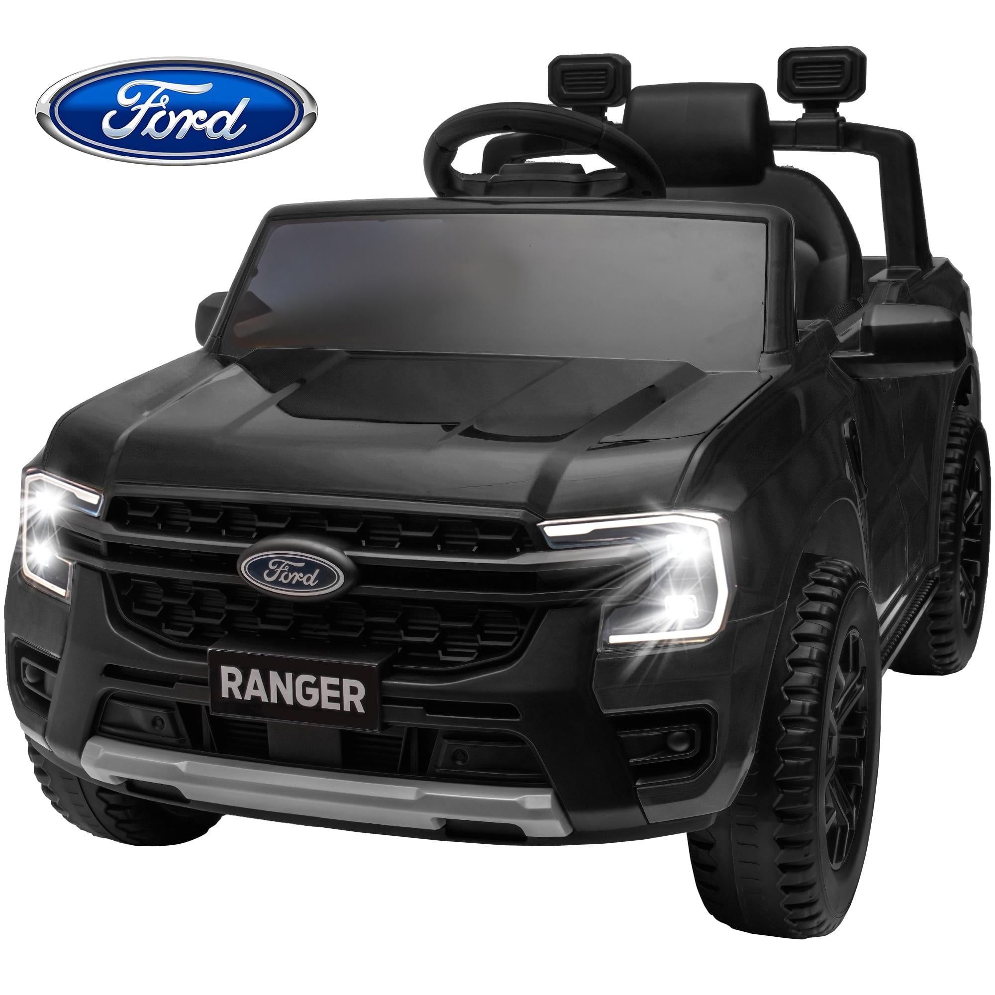 Black 12V Ford Ranger Kids Ride-On Truck with Remote Control