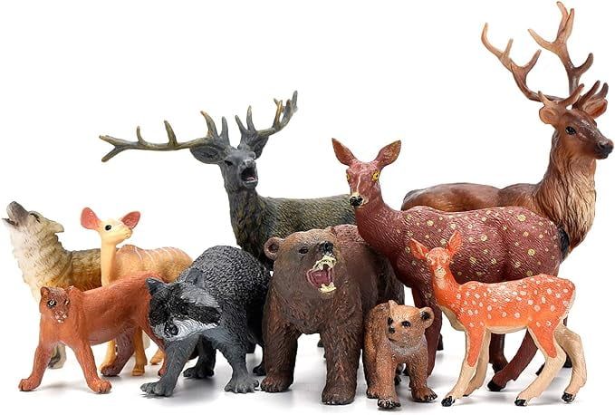 10-Piece Realistic Woodland Animals Plastic Figurine Set