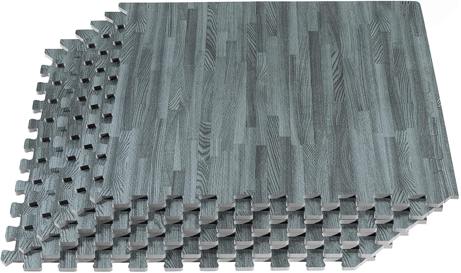 Slate Gray 24x24 Interlocking Foam Floor Tiles with Wood Grain