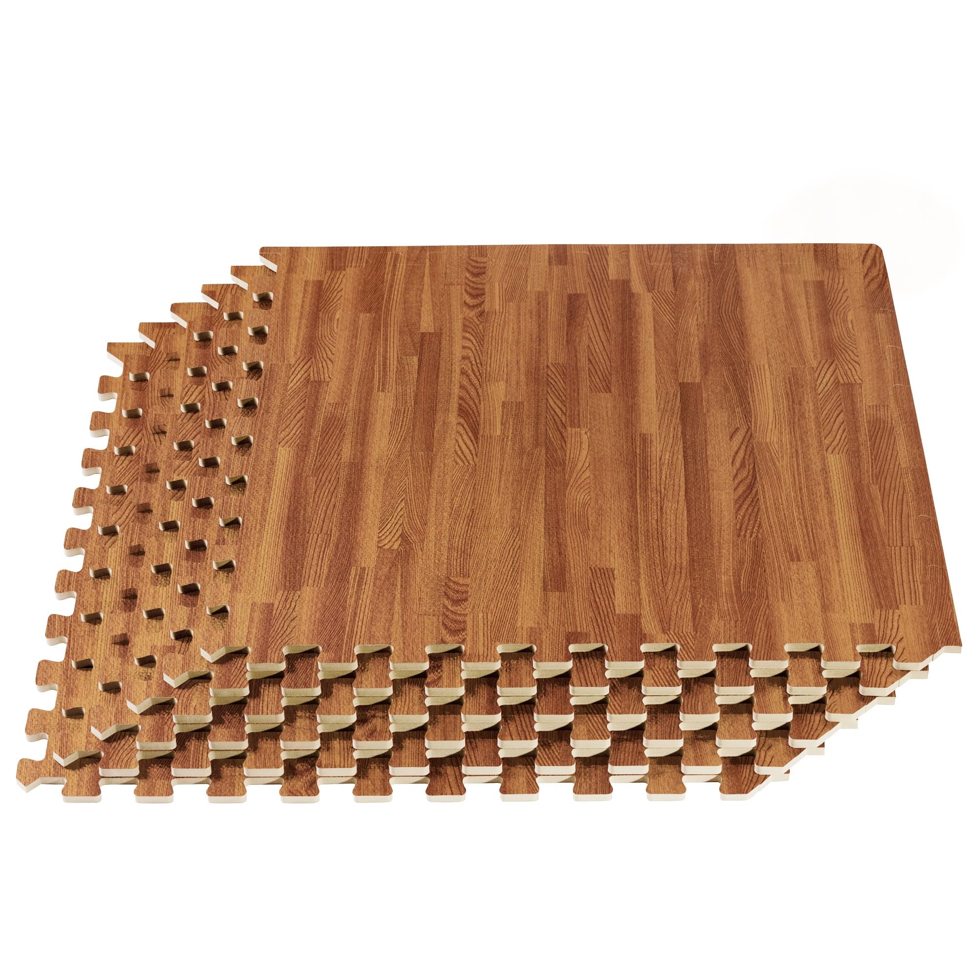 Mahogany 24 Sq Ft Interlocking Foam Floor Tiles, 5/8 Inch Thick