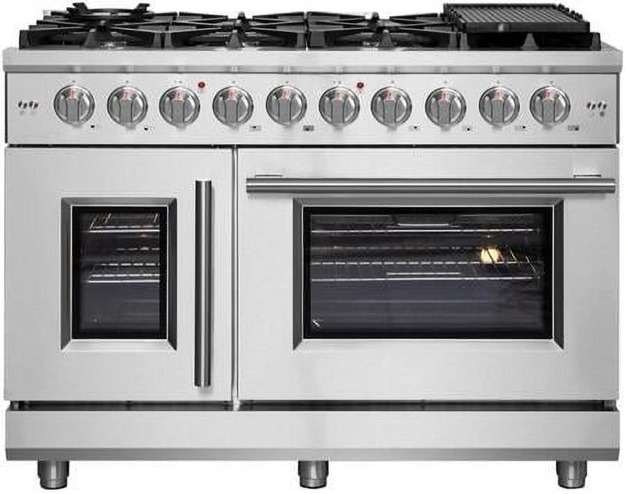 48-Inch Stainless Steel Freestanding Gas Range with Convection and Griddle