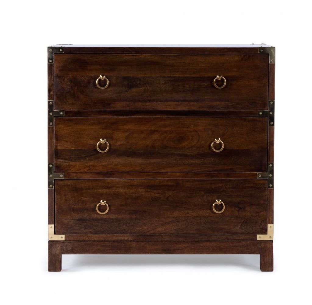 Forster Brown Solid Wood Transitional Campaign Chest