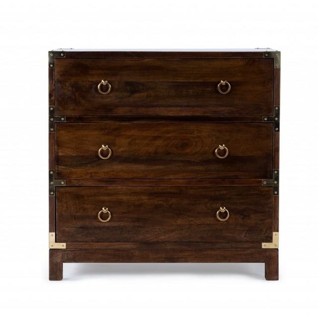 Forster Brown Solid Wood Transitional Campaign Chest