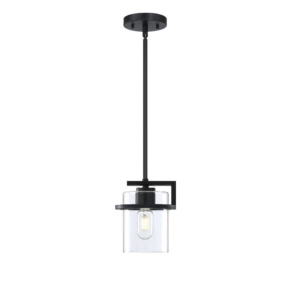 Halo Black Mini Pendant with Clear Glass Shade