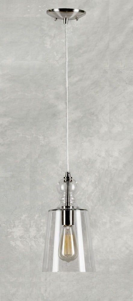 Brushed Nickel Glass Mini Pendant Light with LED