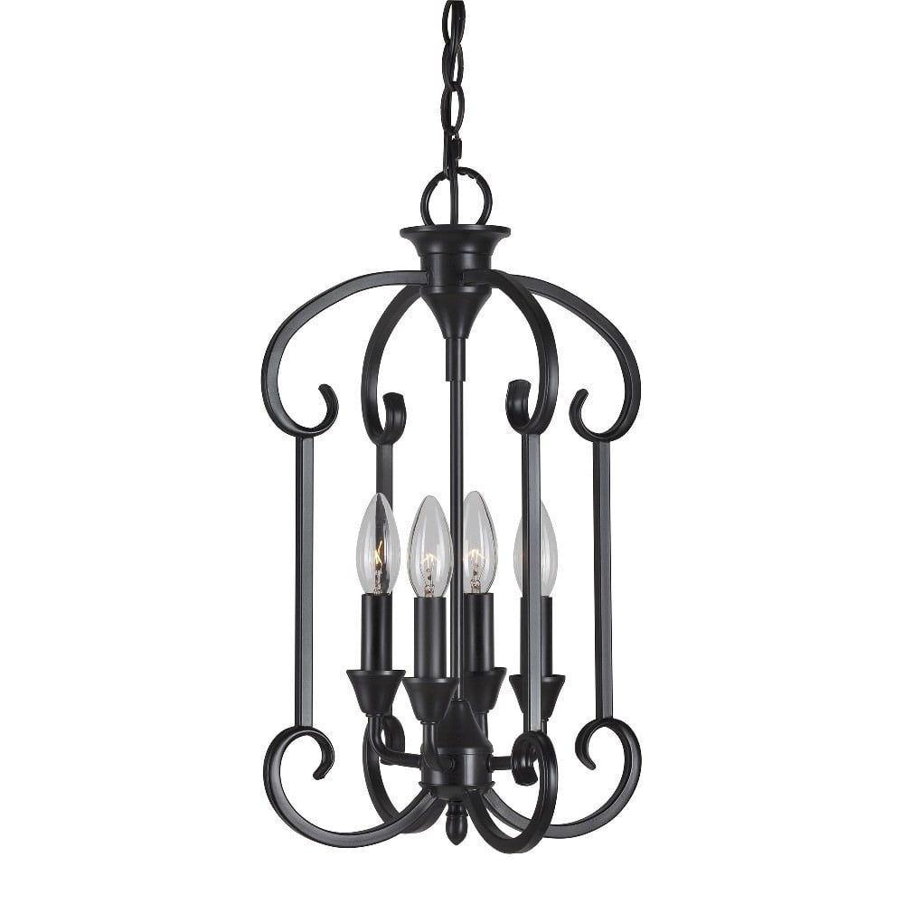 Ione Black Steel 4-Light Traditional Foyer Pendant