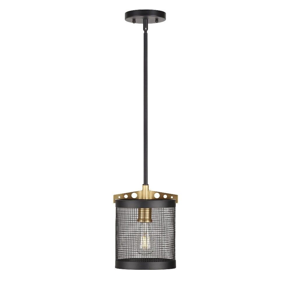 Takoma Mini Drum Pendant in Black and Soft Gold