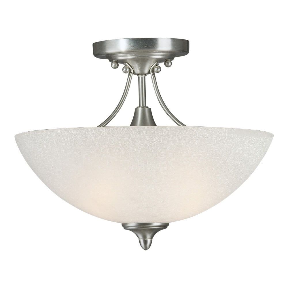 Brushed Nickel 2-Light Semi-Flush Mount Ceiling Fixture