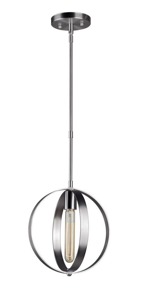 Celeste Brushed Nickel Steel Mini Globe Pendant - 11" Height