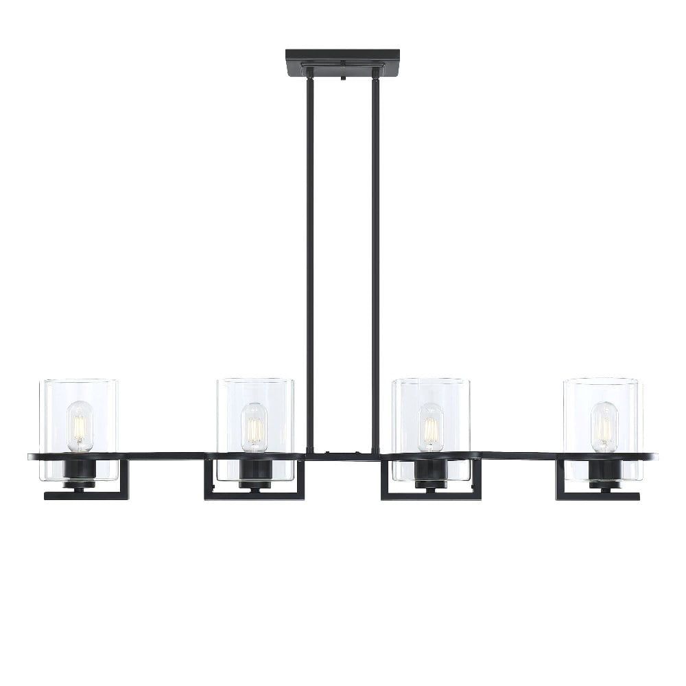 Halo Black Transitional 4-Light Island Pendant with Clear Glass