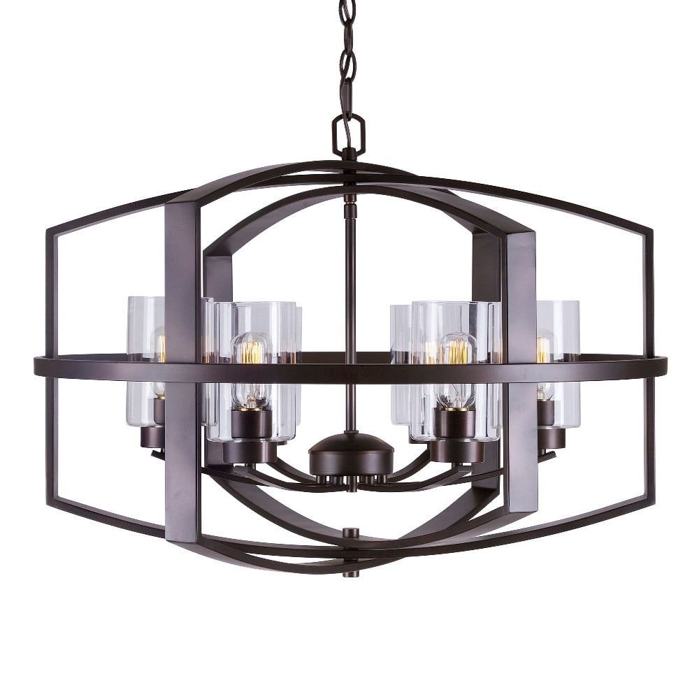 Hyde Antique Bronze 6-Light Steel Chandelier with Clear Glass Shades