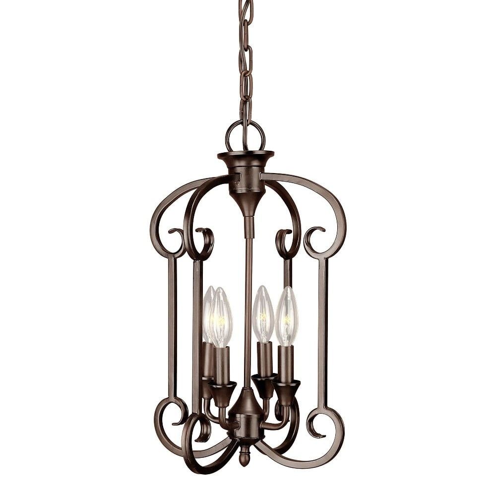 Antique Bronze Glass 19" Foyer Pendant Light