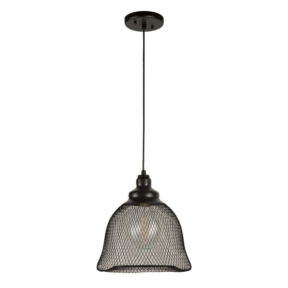 Black Steel Mesh Cage Pendant Light, 12 Inches