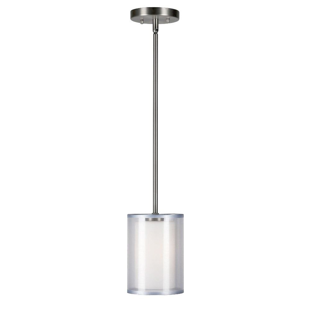 Mini Brushed Nickel Glass Pendant Light with Organza Shade