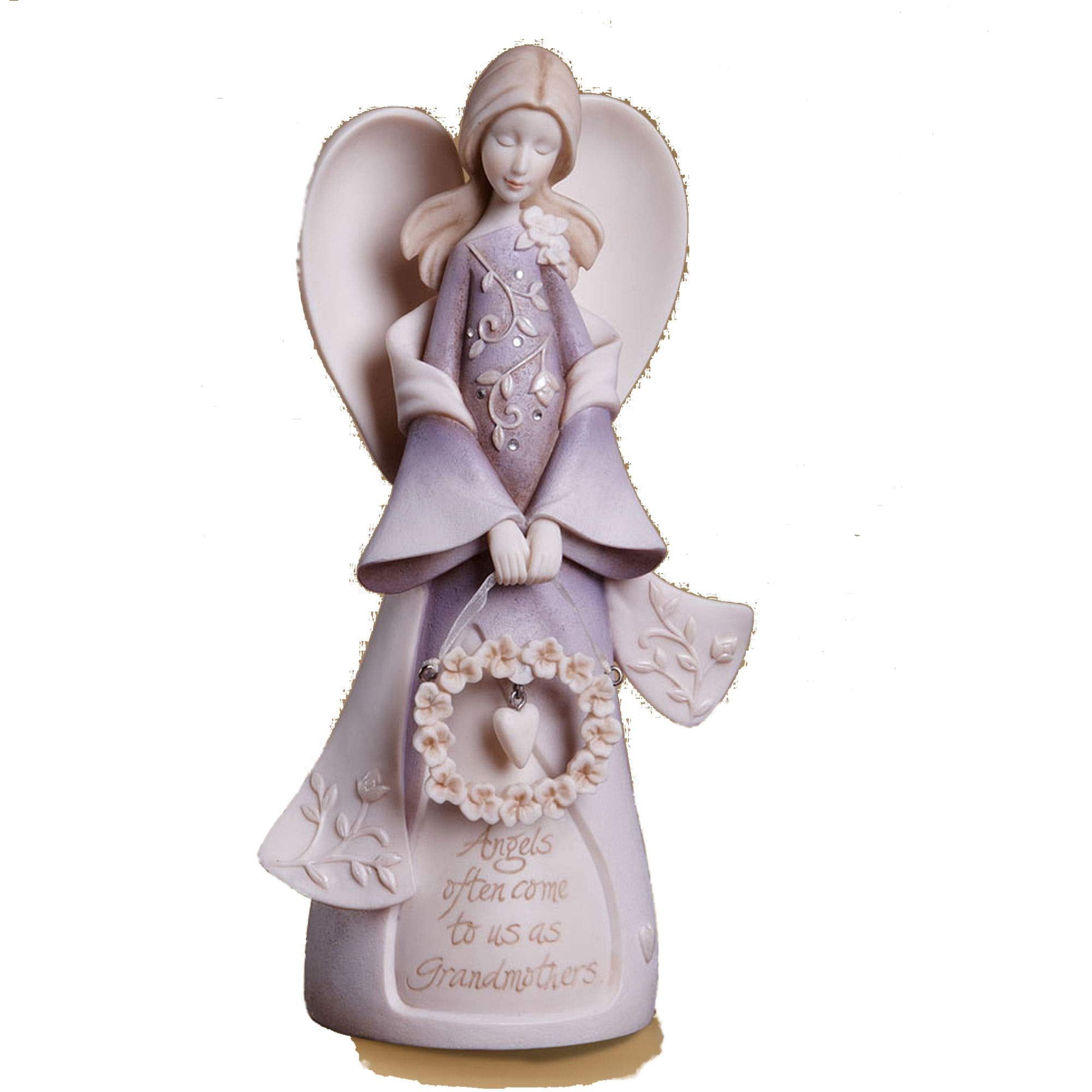 Grandmother Angel Cream and Purple Resin Figurine