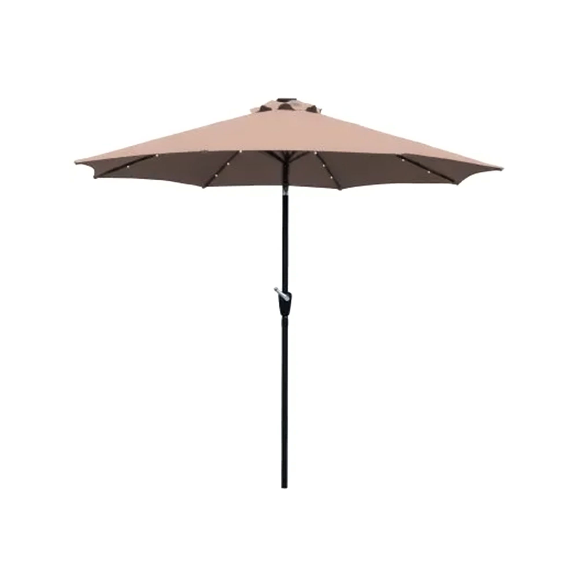 9' Taupe Polyester Patio Market Umbrella with Steel Pole