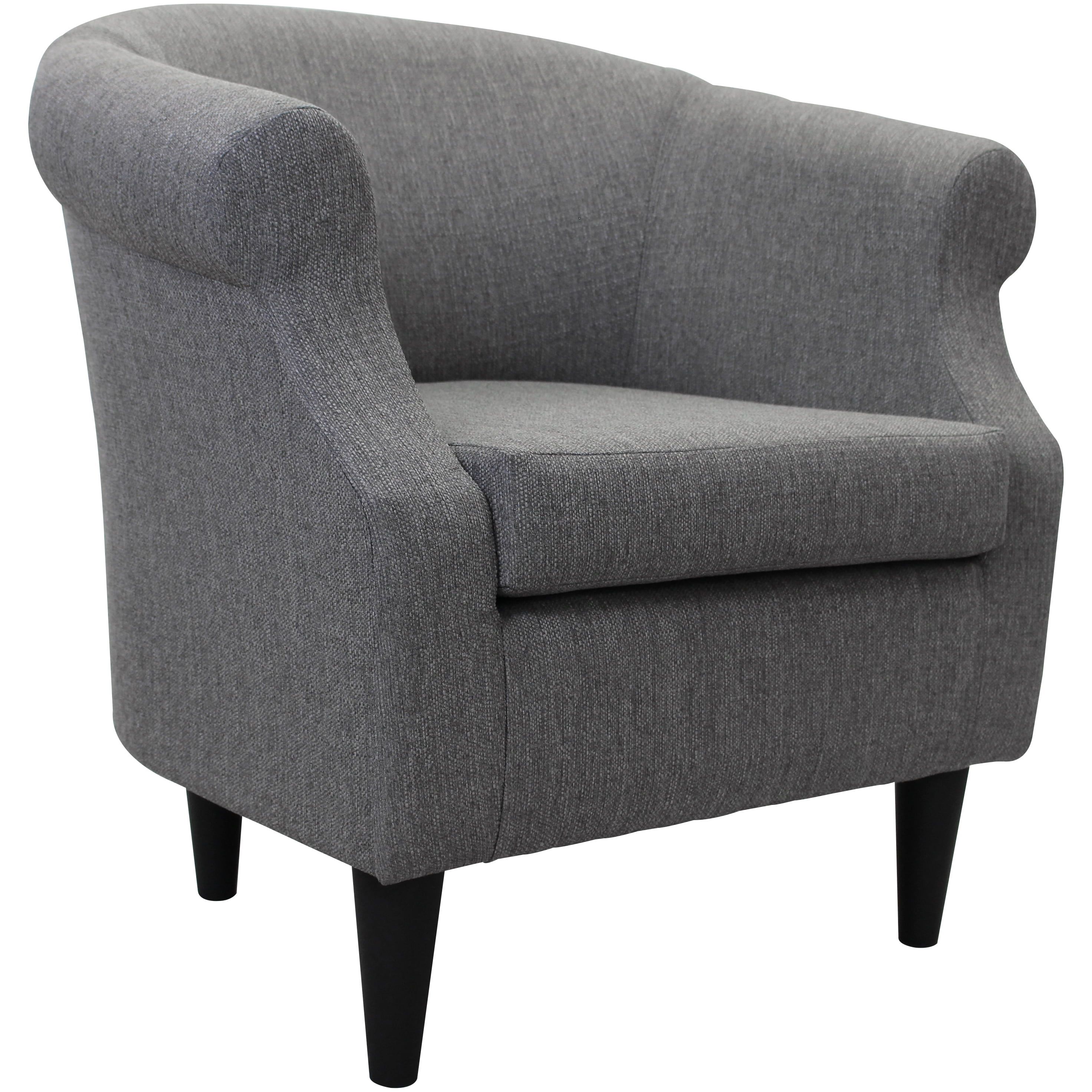 Granite Gray Barrel Accent Chair with Wooden Legs