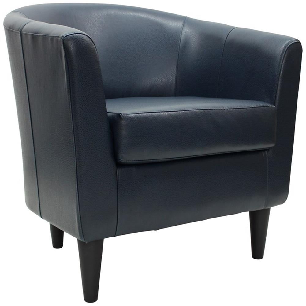 Navy Blue Faux Leather Chesterfield Accent Chair