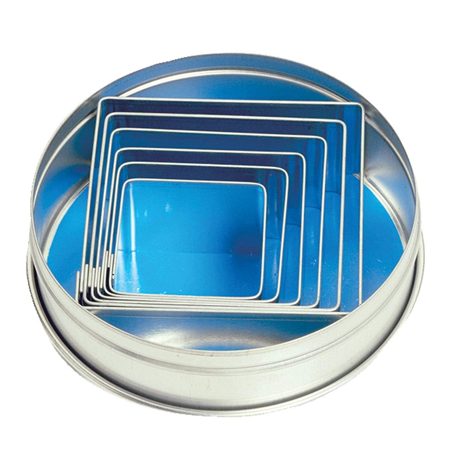 Stainless Steel Square Cookie Cutter Set with Storage Tin