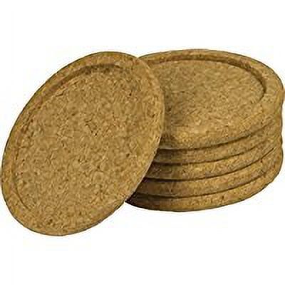 Set of 6 Round Tan Cork Coasters