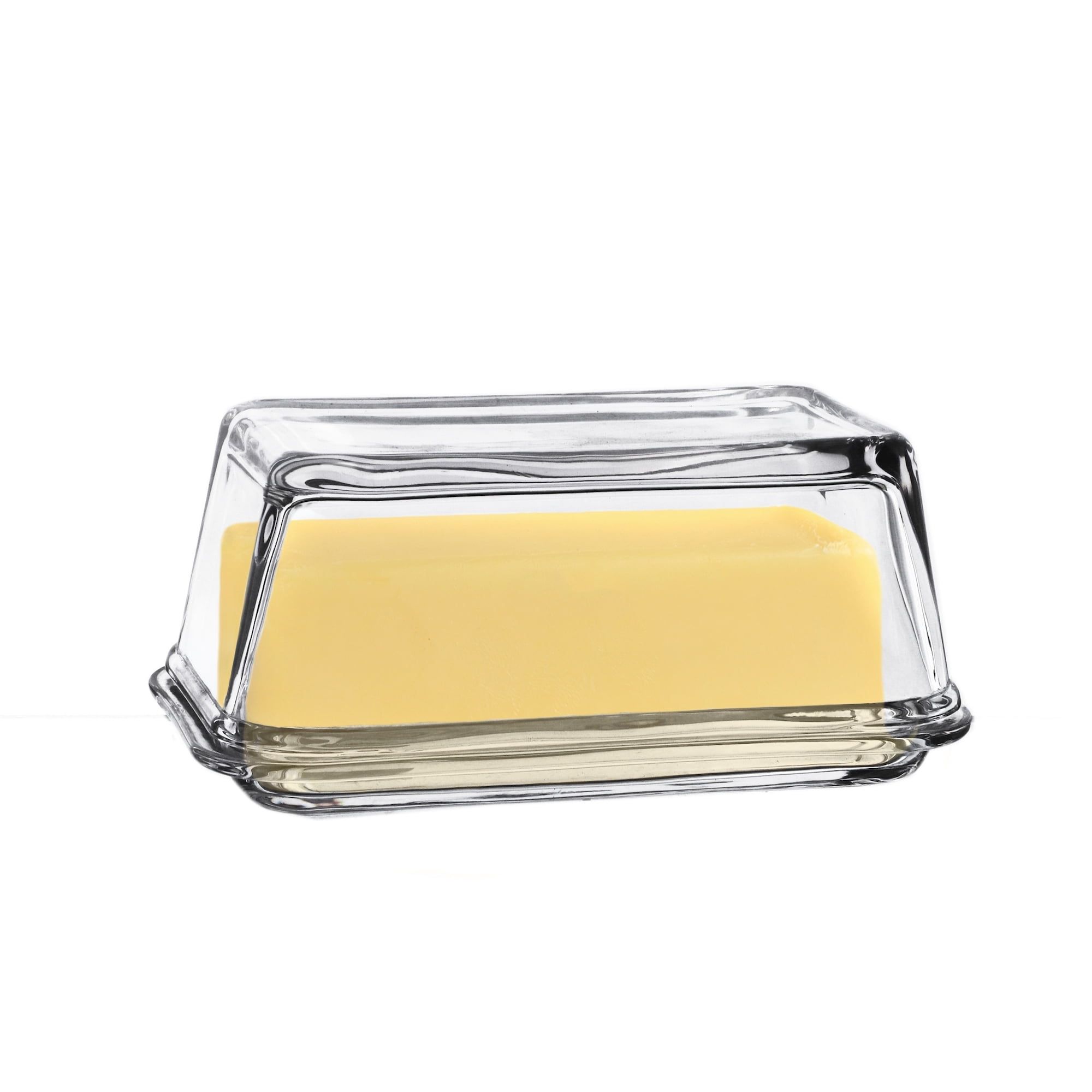 Clear Rectangular Glass Butter Dish with Lid