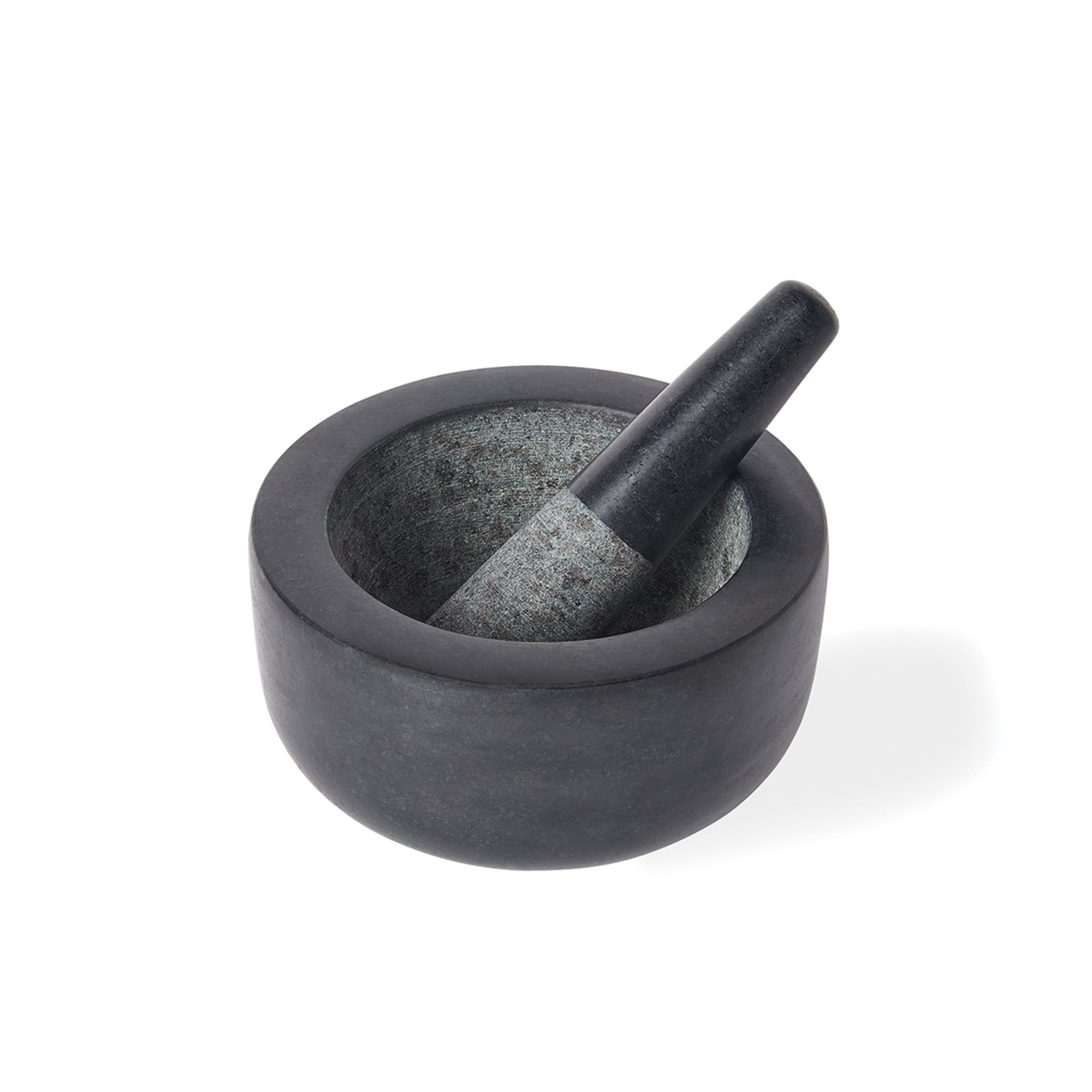 Black Granite Round Mortar and Pestle, 7 Inches