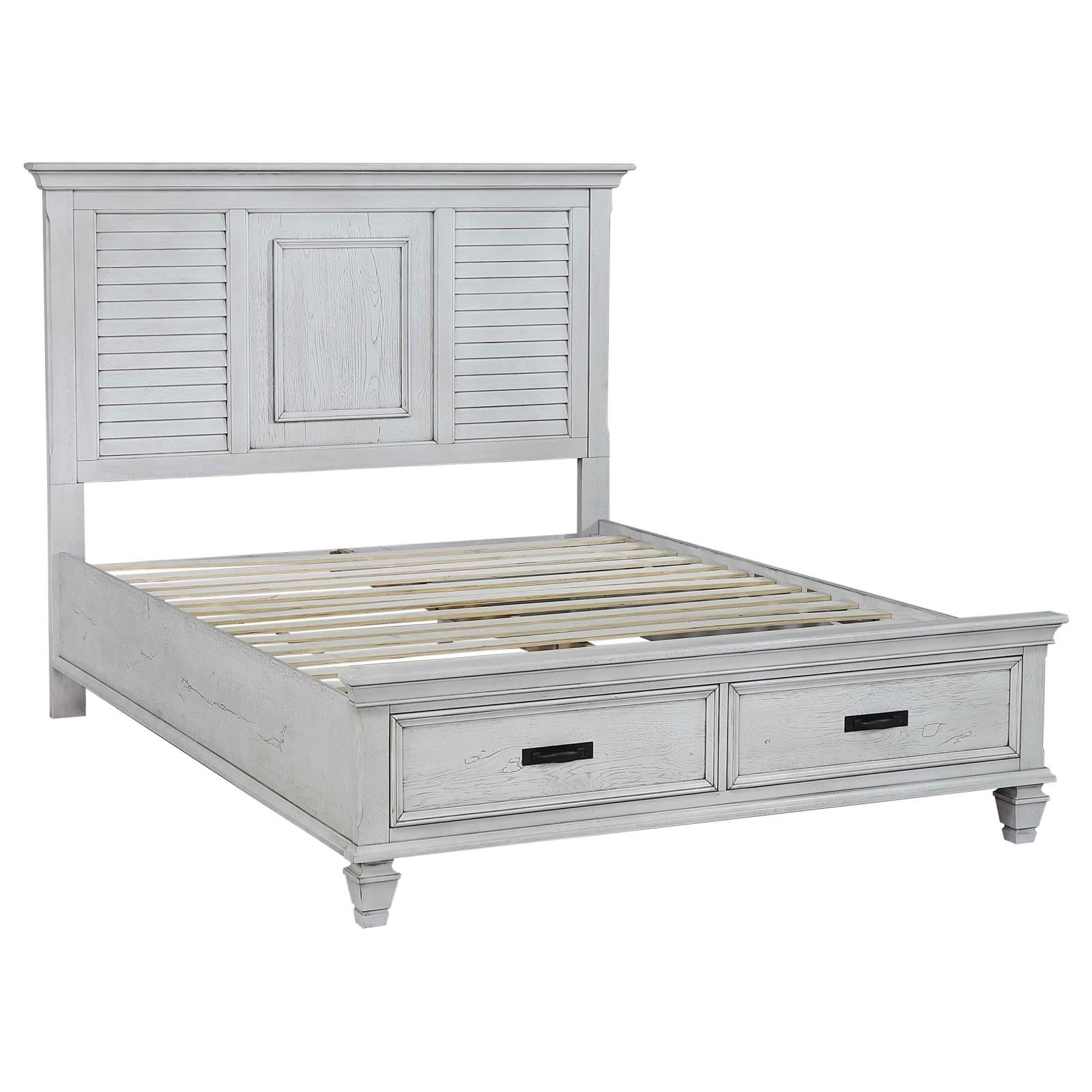 White Pine Queen Storage Bed with 2 Drawers and Headboard