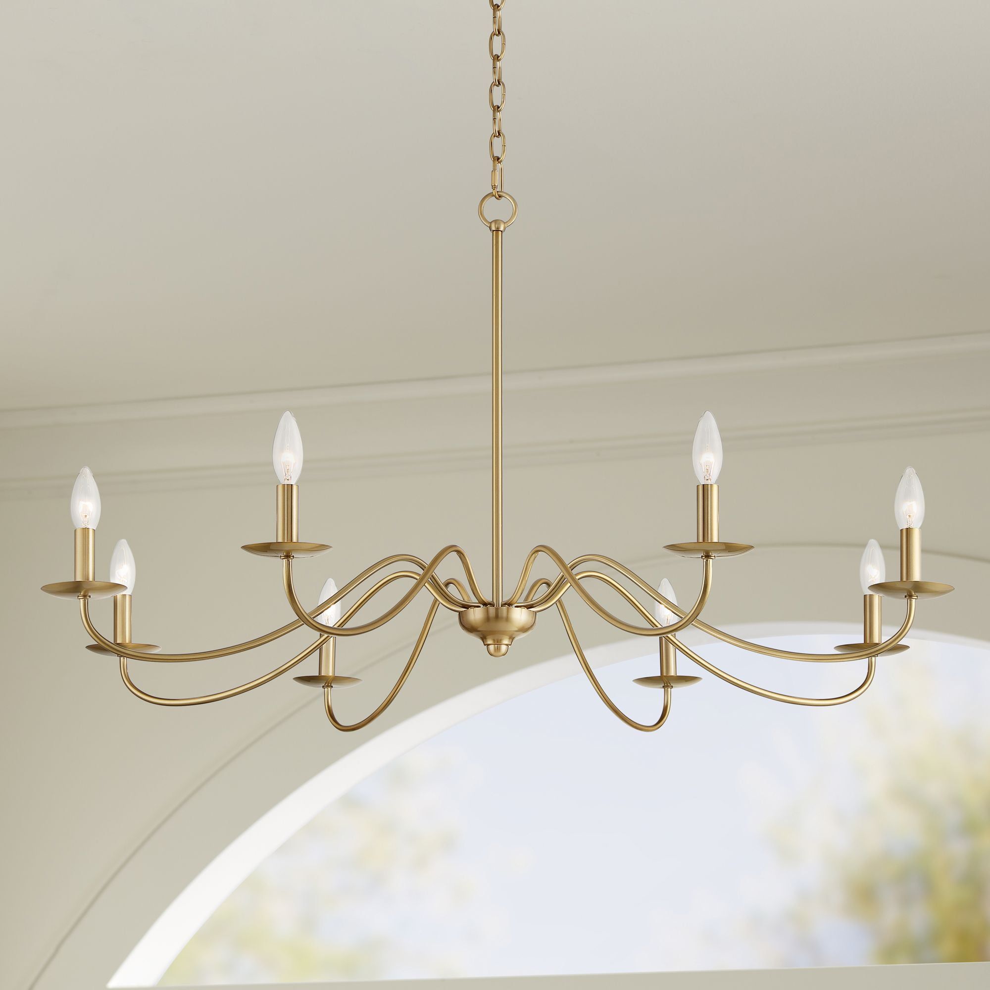 Soft Gold Farmhouse 45" Wide Rustic 8-Light Chandelier