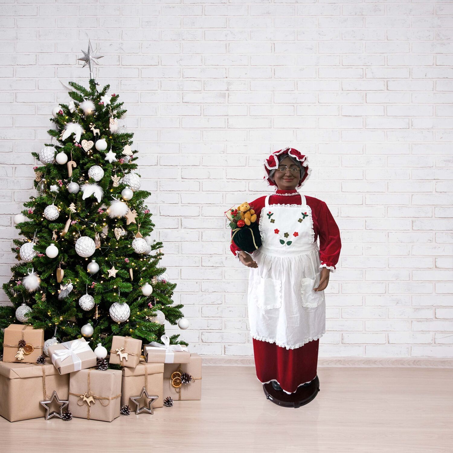 58-Inch Red and White Dancing Mrs. Claus Animatronic