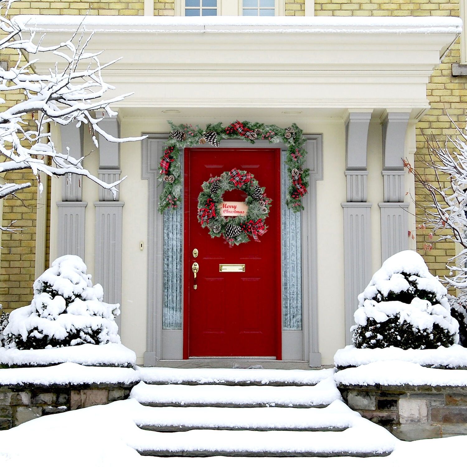 6-Foot Snowy Pine Garland with Pinecones and Red Berries