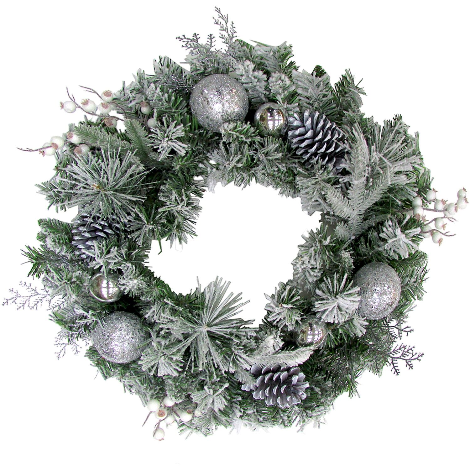 24-Inch Snow Frosted Pinecone Christmas Wreath