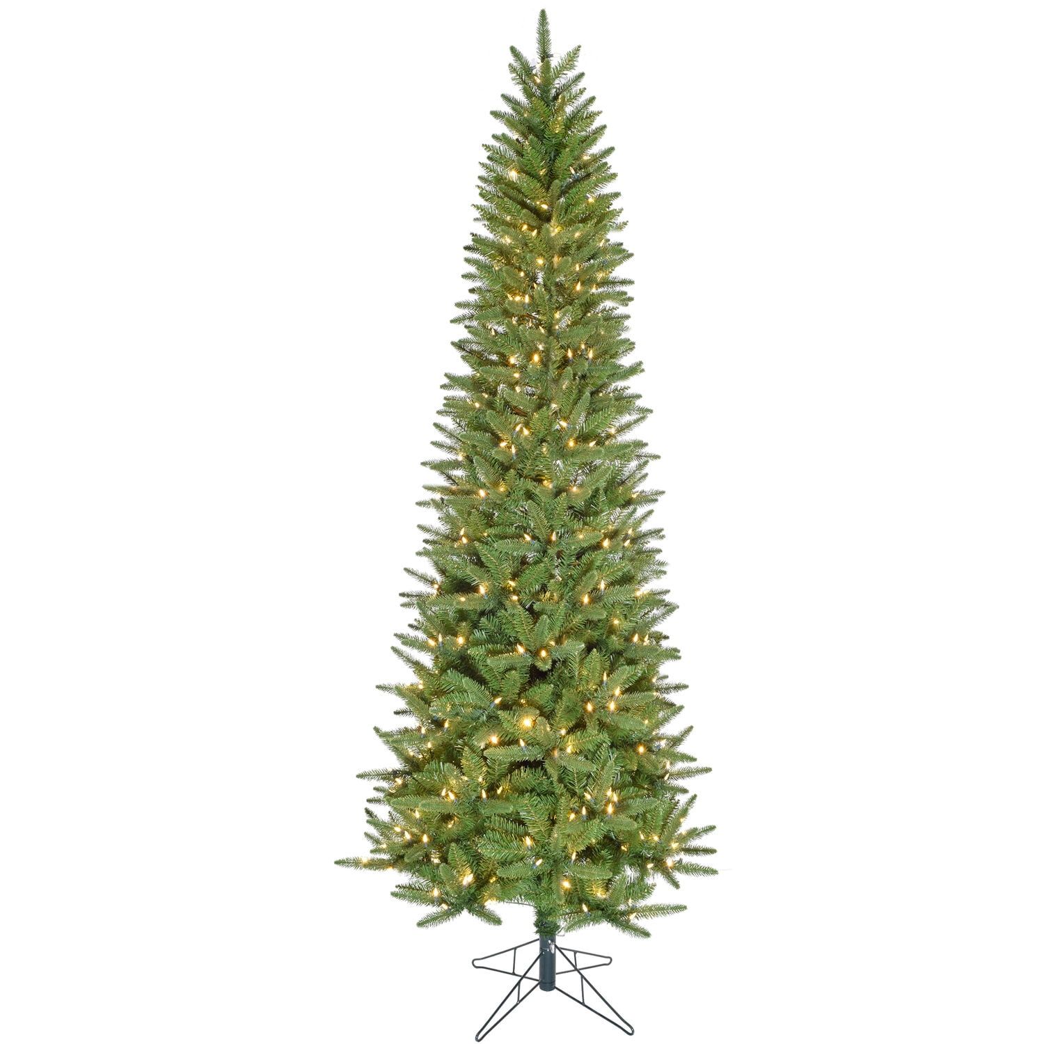 9-Foot Slim Pine Christmas Tree with Warm White LED Lights