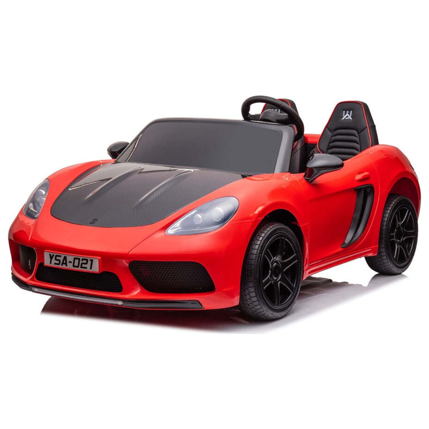 Red 48V 2-Seater Ride-On Car with LED Lights and Leather Seats