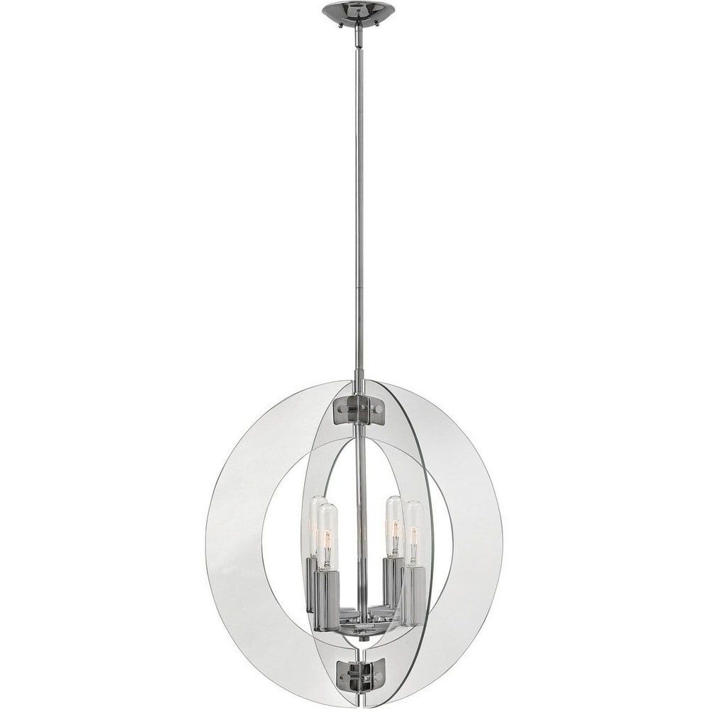 Solstice Contemporary Chrome Sphere Chandelier with Semi-Circular Glass Panels