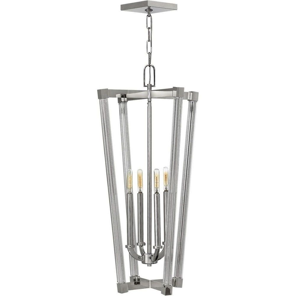 Empire Stately Polished Nickel Foyer Pendant with Square-Faceted Glass