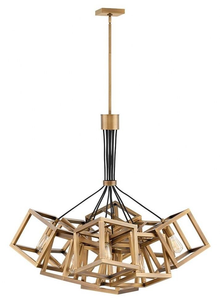 Brushed Bronze Cage 9-Light Chandelier Pendant