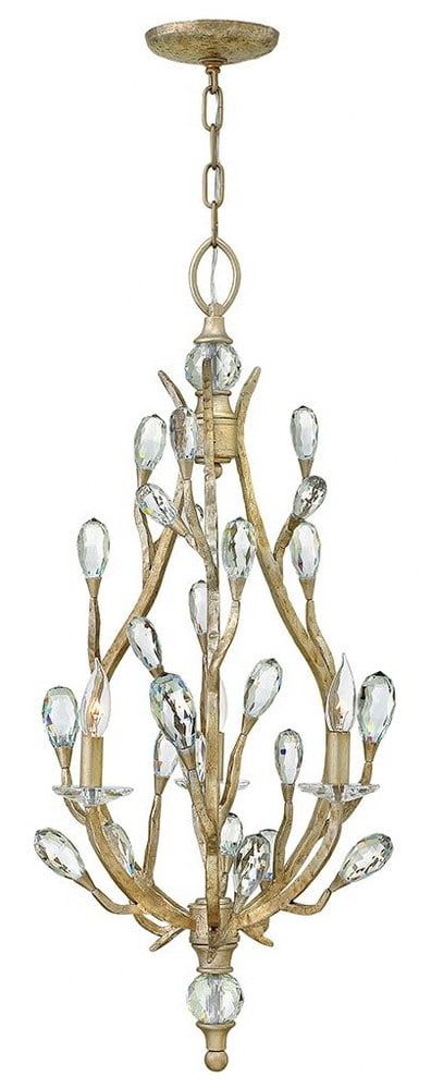 Champagne Gold 3-Light Chandelier with Crystal Buds